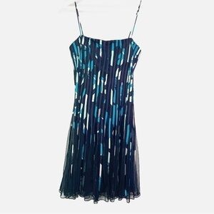 JS Collection Blue/Navy Floral Midi Dress Size 8